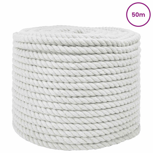 Cotton Rope 10 mm 50 m White 100% Cotton