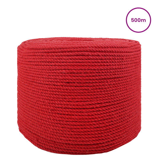 Cotton Twine 4 mm 500 m Red 100% Cotton