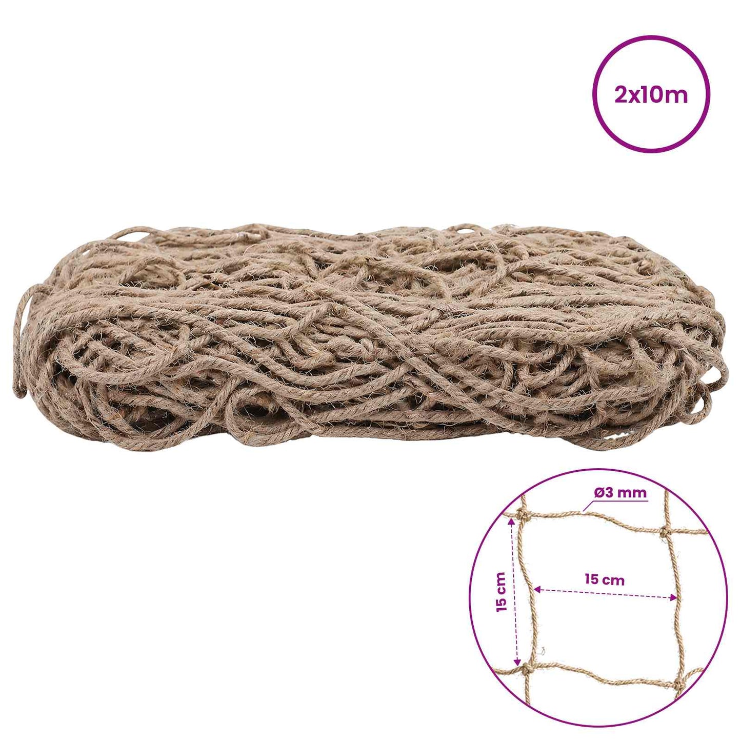 Jute Plant Support Netting Natural 2 x 10 m 100% Tossa Jute