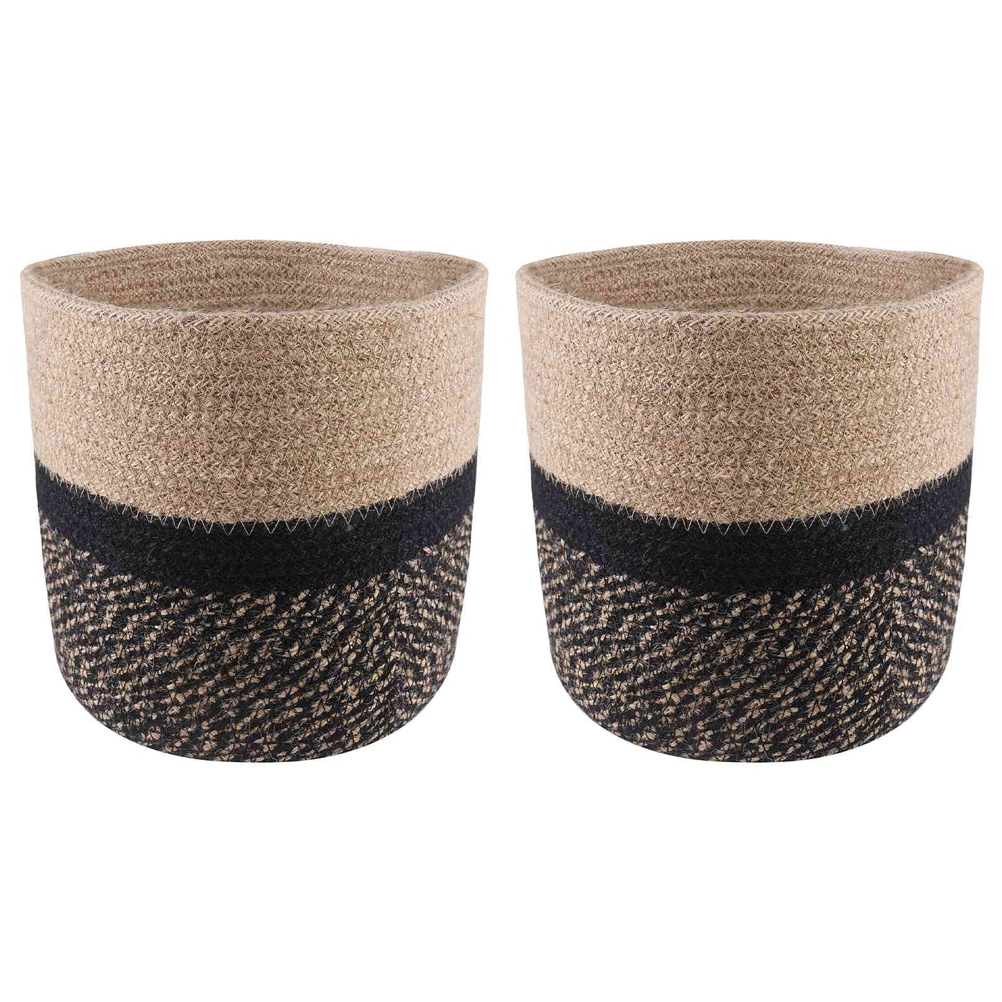 Plant Pot Set 2 pcs Natural and Black Ø 21 x 21 cm