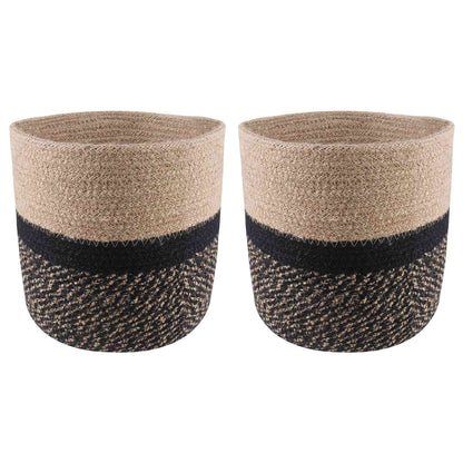 Plant Pot Set 2 pcs Natural and Black Ø 21 x 21 cm