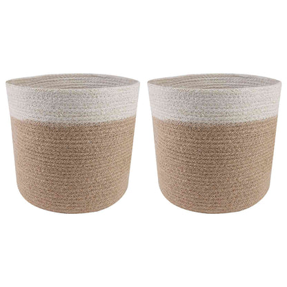 Plant Pot Set 2 pcs Natural and White Ø 21 x 21 cm