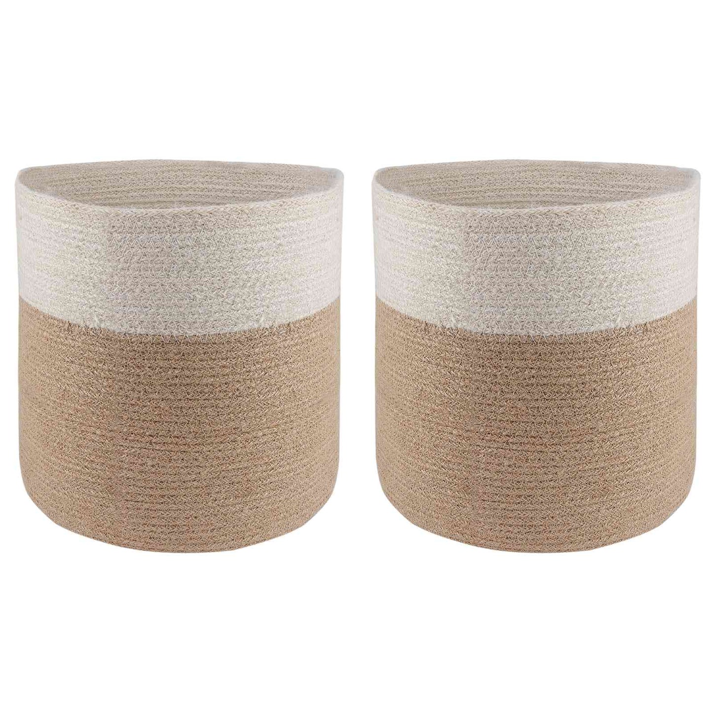 Plant Pot Set 2 pcs Natural and White Ø 28 x 28 cm