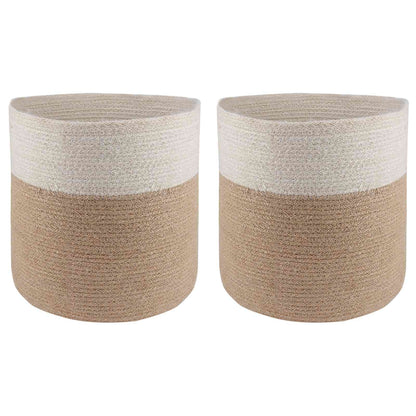 Plant Pot Set 2 pcs Natural and White Ø 28 x 28 cm