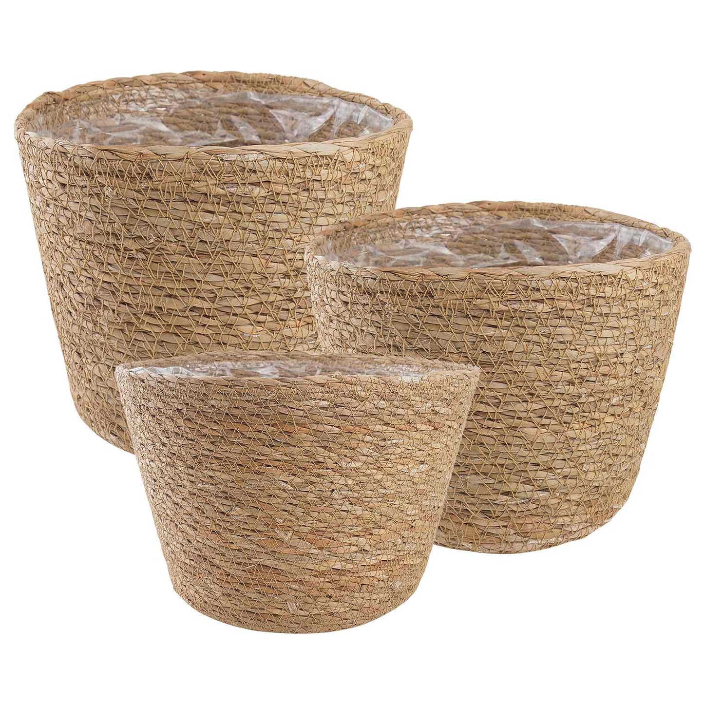 Seagrass Plant Baskets 3 pcs Natural Ø26 x 19 cm 100% Seagrass