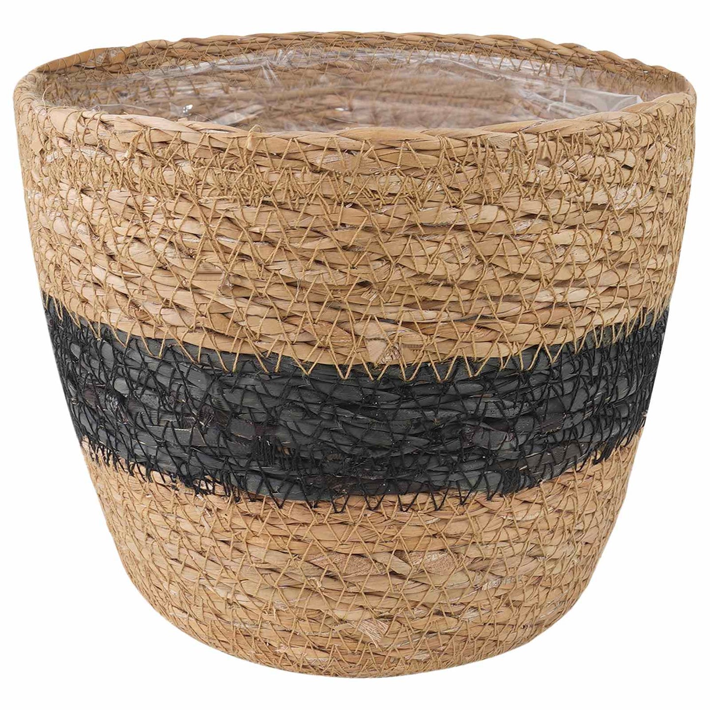 Seagrass Plant Baskets 3 pcs Natural and Black Ø26 x 19 cm