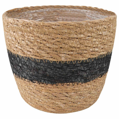 Seagrass Plant Baskets 3 pcs Natural and Black Ø26 x 19 cm
