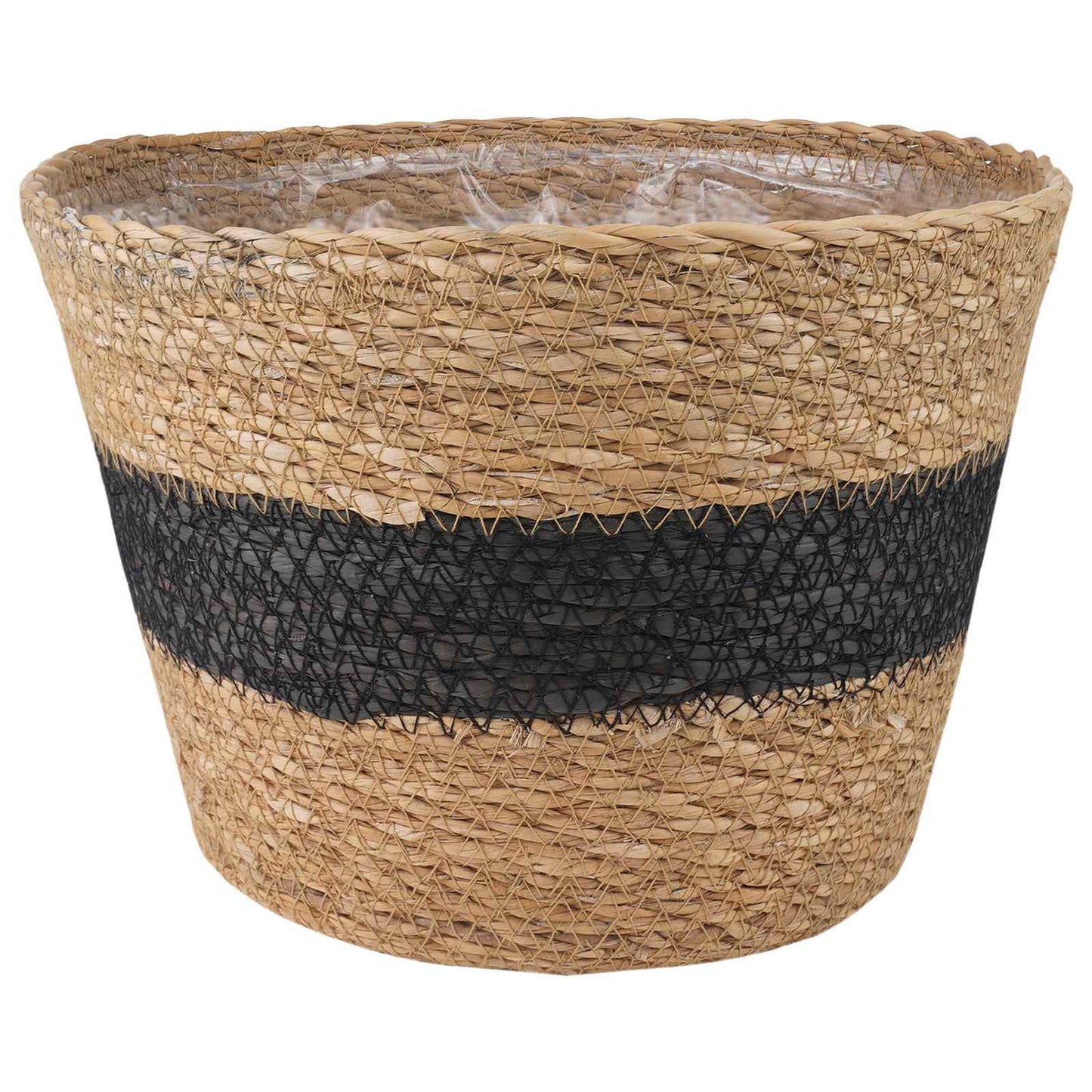 Seagrass Plant Baskets 3 pcs Natural and Black Ø26 x 19 cm