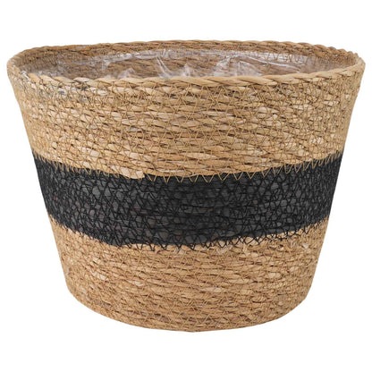 Seagrass Plant Baskets 3 pcs Natural and Black Ø26 x 19 cm
