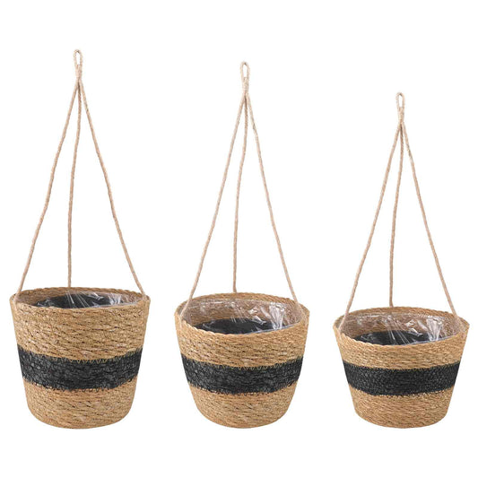 3 pcs Natural and Black Ø26 x 19 cm 100% Seagrass
