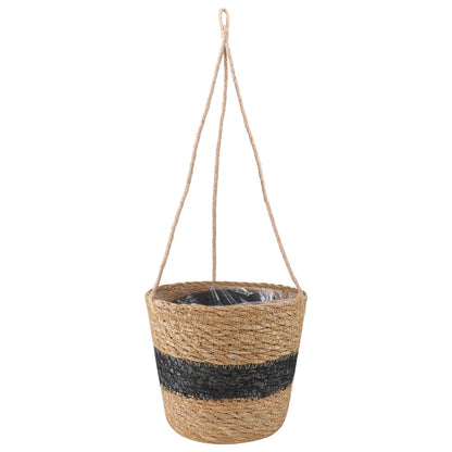 Seagrass Plant Baskets 3 pcs Natural and Black Ø26 x 19 cm
