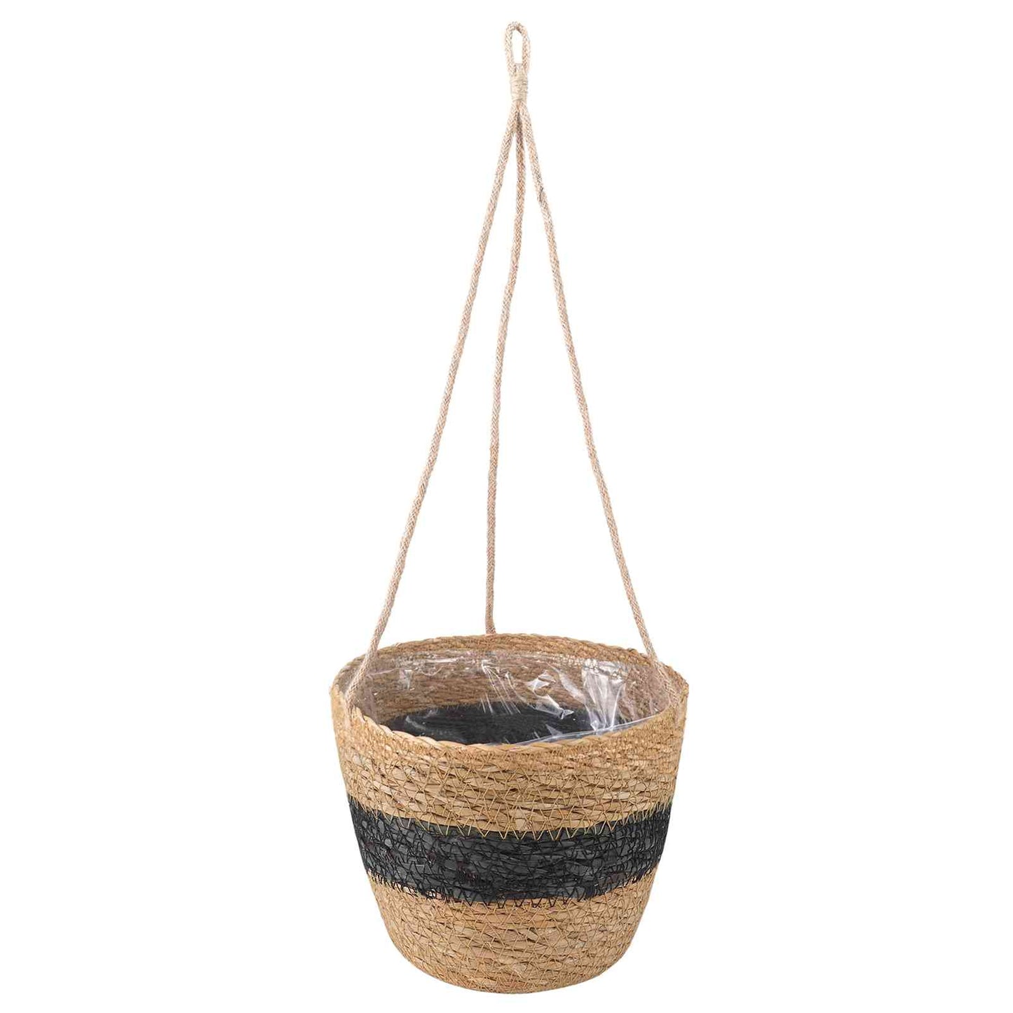 Seagrass Plant Baskets 3 pcs Natural and Black Ø26 x 19 cm