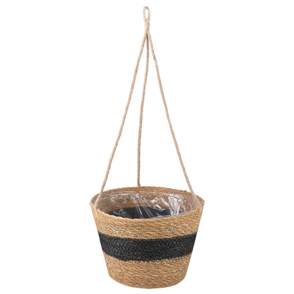 Seagrass Plant Baskets 3 pcs Natural and Black Ø26 x 19 cm
