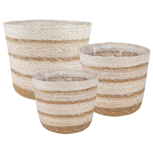 3 pcs Natural ,White and Beige Ø26 x 19 cm 100% Seagrass