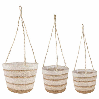 Seagrass Plant Baskets 3 pcs Natural,White and Beige