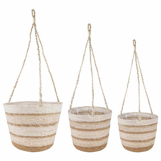 3 pcs Natural ,White and Beige Ø26 x 19 cm 100% Seagrass