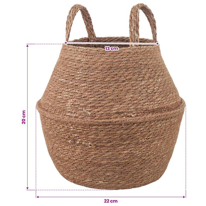 Plant Pot with Handles Natural Ø 22 x 20 cm 100% Seagrass