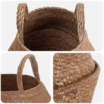 Plant Pot with Handles 2 pcs Natural Ø 22 x 20 cm 100% Seagrass