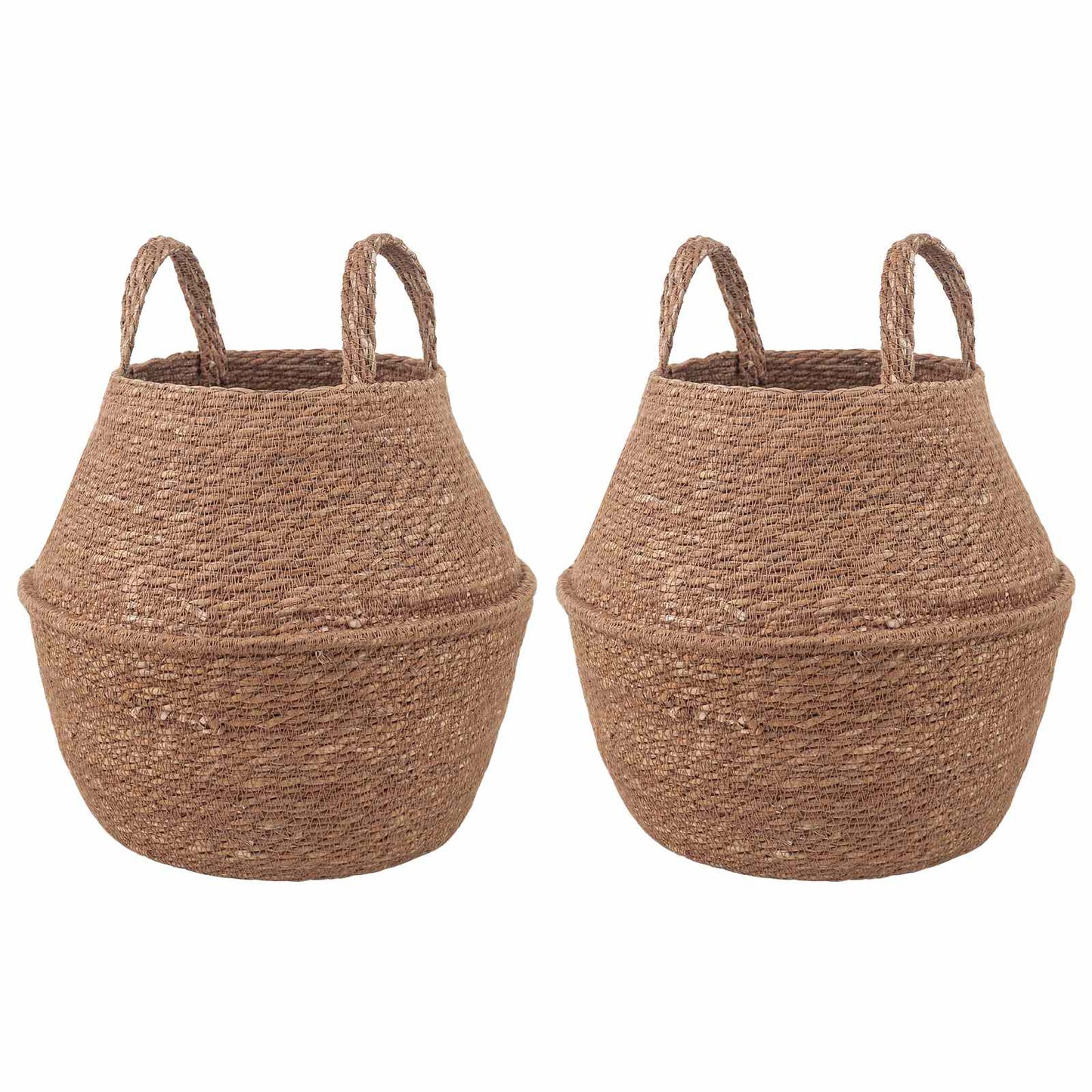 Plant Pot with Handles 2 pcs Natural Ø 22 x 20 cm 100% Seagrass
