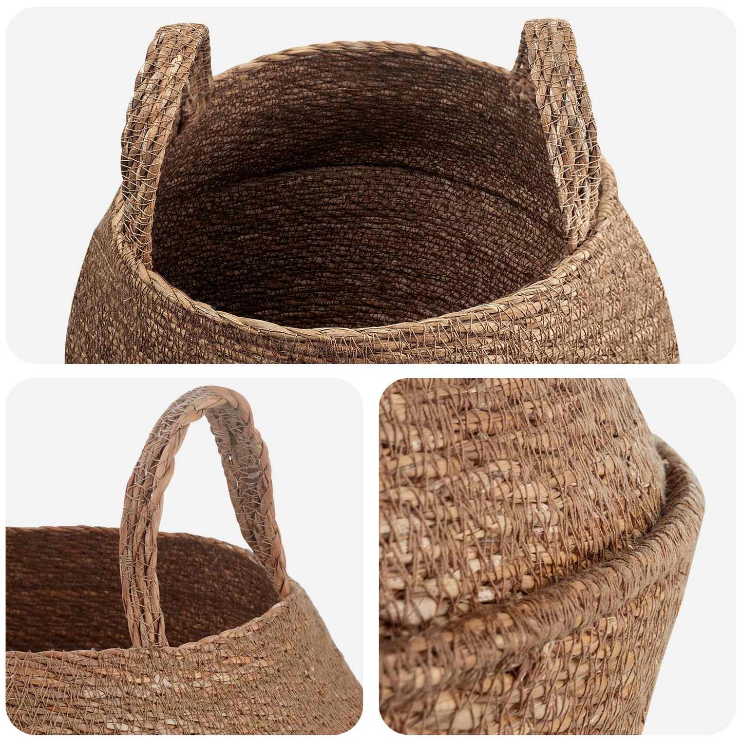 Plant Pot with Handles Natural Ø 32 x 32 cm 100% Seagrass