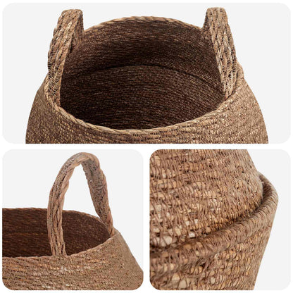 Plant Pot with Handles Natural Ø 32 x 32 cm 100% Seagrass
