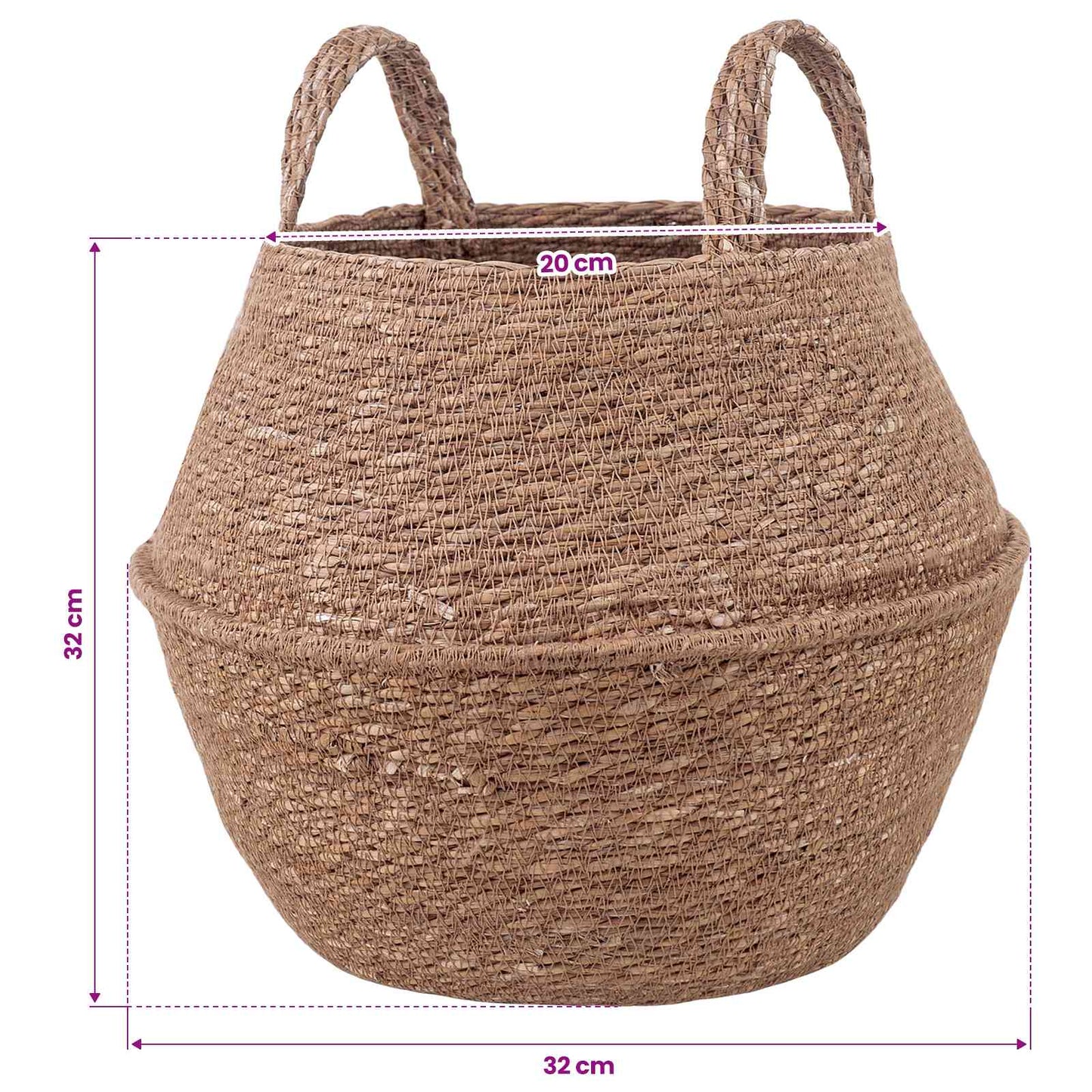 Plant Pot with Handles Natural Ø 32 x 32 cm 100% Seagrass