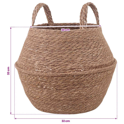 Plant Pot with Handles 2 pcs Natural Ø 32 x 32 cm 100% Seagrass