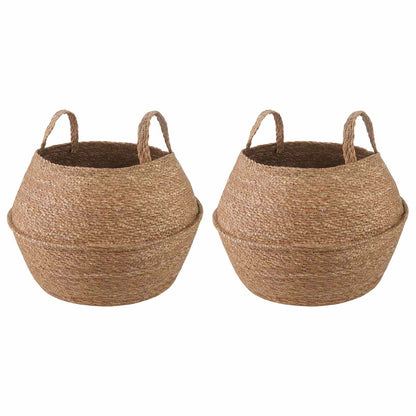 Plant Pot with Handles 2 pcs Natural Ø 45 x 36 cm 100% Seagrass