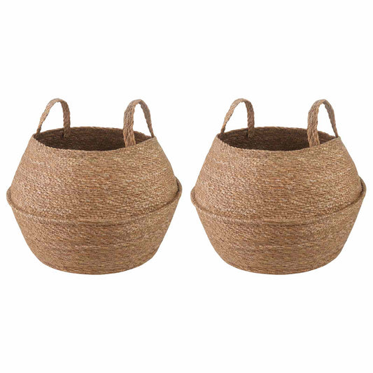 Plant Pot with Handles 2 pcs Natural Ø 45 x 36 cm 100% Seagrass