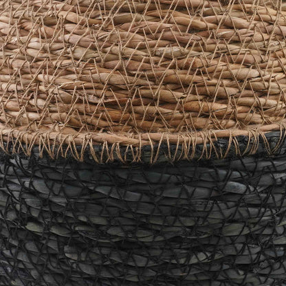 Plant Pot with Handles Black Ø 22 x 20 cm 100% Seagrass