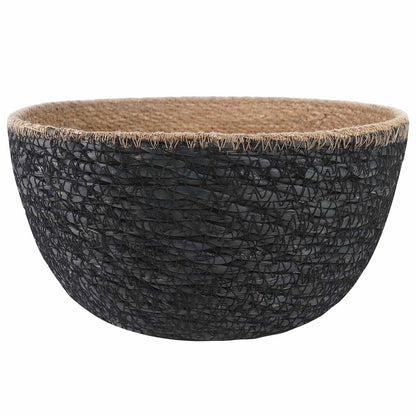 Plant Pot with Handles 2 pcs Black Ø 22 x 20 cm 100% Seagrass