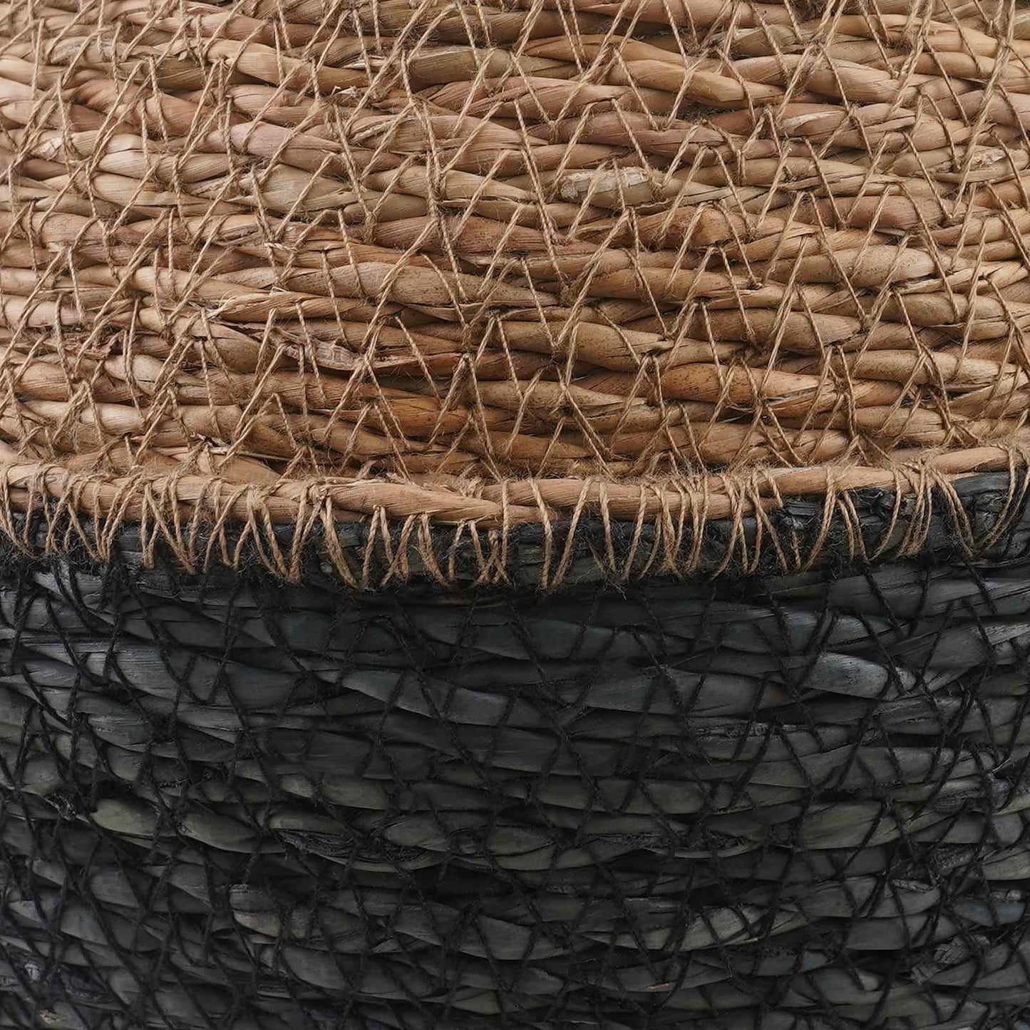 Plant Pot with Handles 2 pcs Black Ø 22 x 20 cm 100% Seagrass