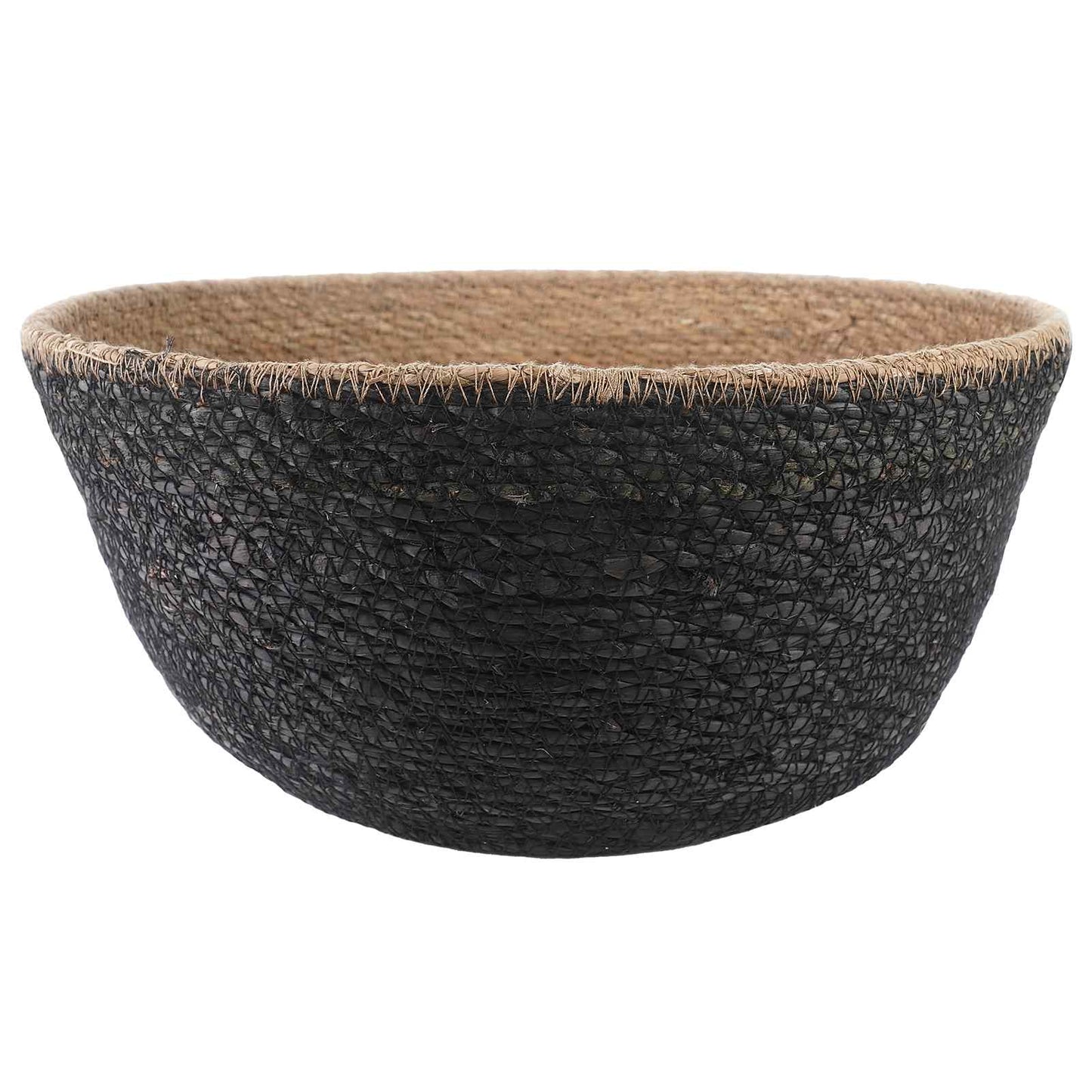 Plant Pot with Handles Black Ø 32 x 32 cm 100% Seagrass