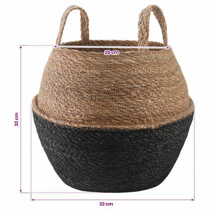Plant Pot with Handles 2 pcs Black Ø 32 x 32 cm 100% Seagrass