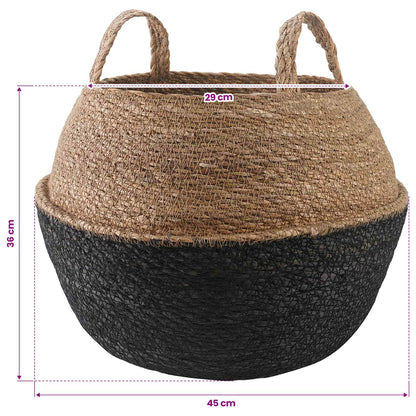 Plant Pot with Handles 2 pcs Black Ø 45 x 36 cm 100% Seagrass