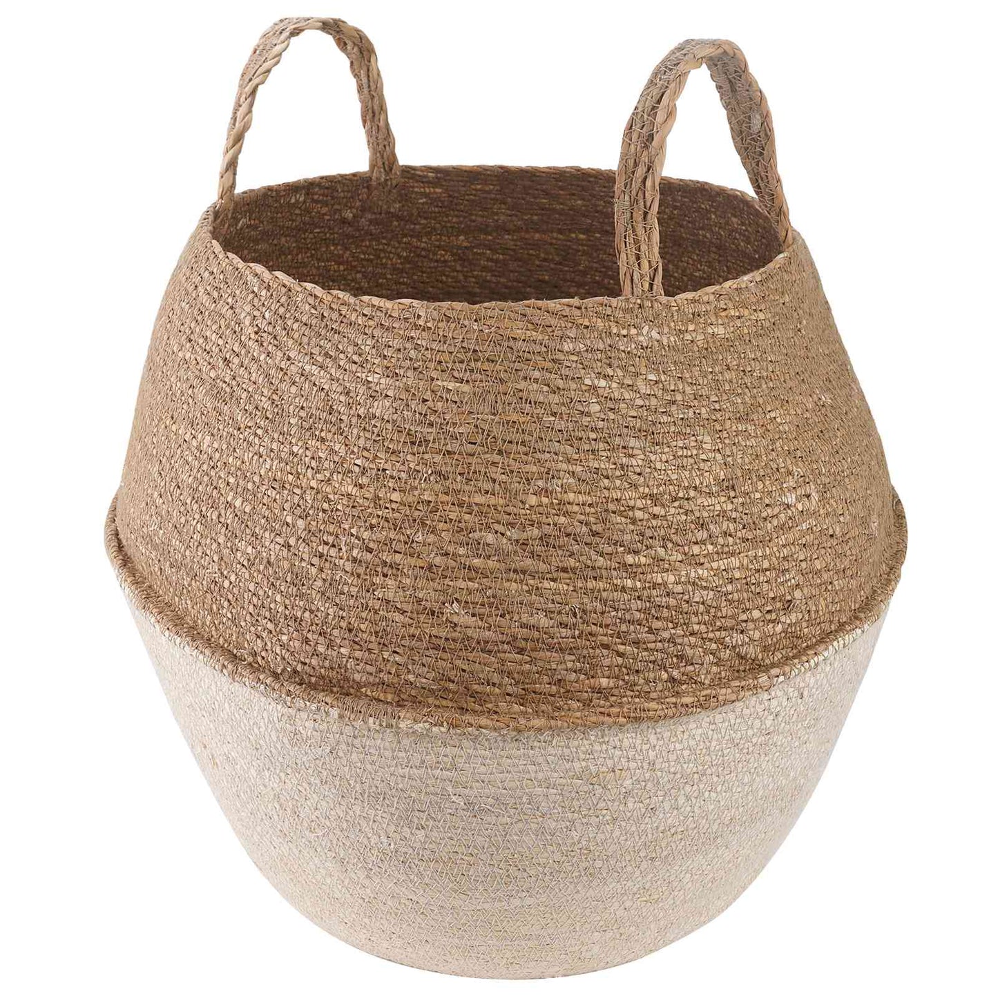 Plant Pot with Handles White Ø 32 x 32 cm 100% Seagrass