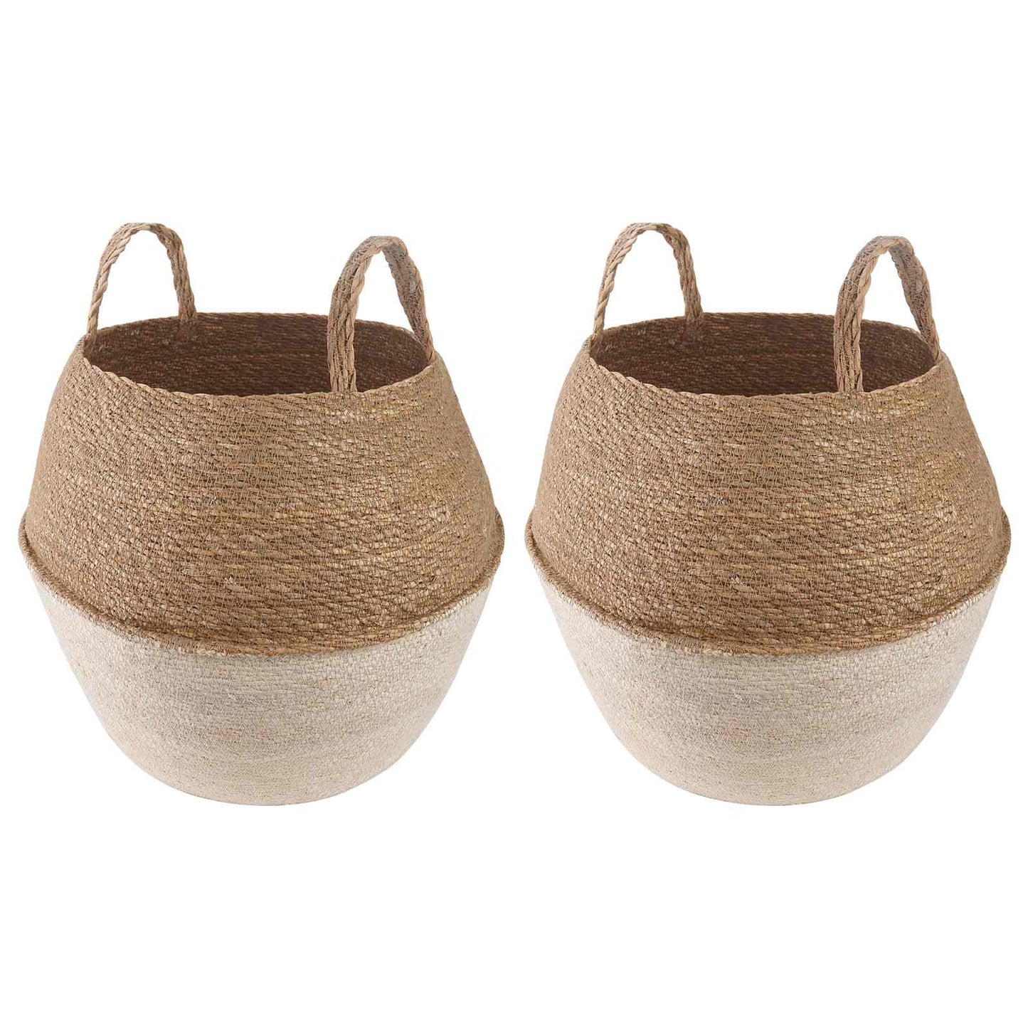 Plant Pot with Handles 2 pcs White Ø 32 x 32 cm 100% Seagrass
