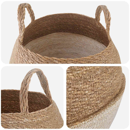 Plant Pot with Handles White Ø 45 x 36 cm 100% Seagrass