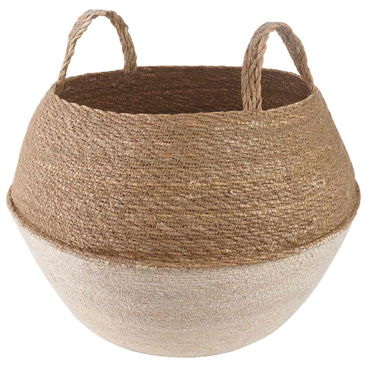 Plant Pot with Handles White Ø 45 x 36 cm 100% Seagrass