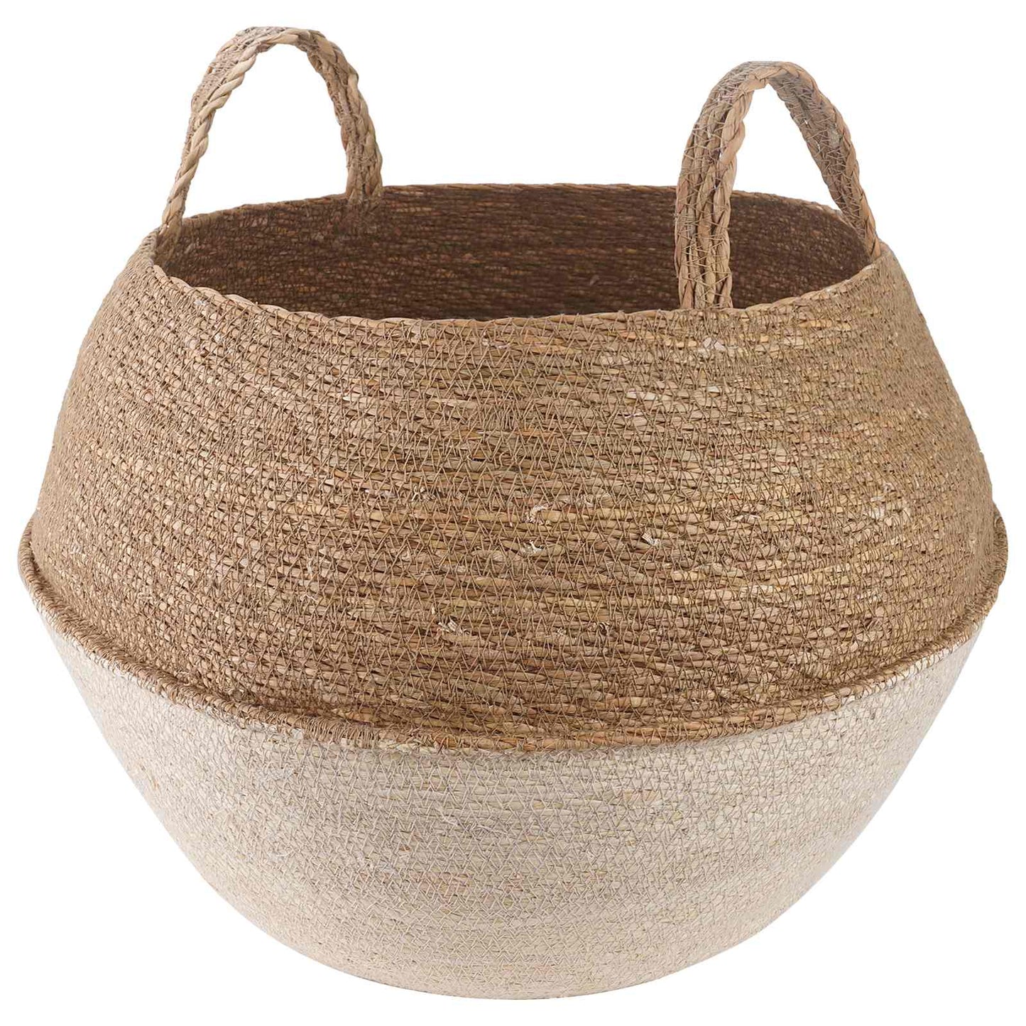 Plant Pot with Handles White Ø 45 x 36 cm 100% Seagrass