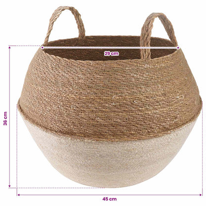 Plant Pot with Handles White Ø 45 x 36 cm 100% Seagrass