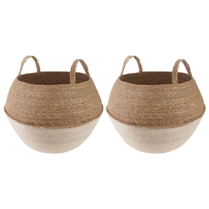 Plant Pot with Handles 2 pcs White Ø 45 x 36 cm 100% Seagrass
