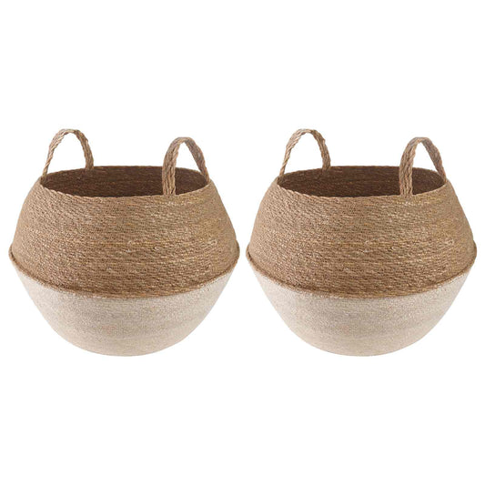 Plant Pot with Handles 2 pcs White Ø 45 x 36 cm 100% Seagrass