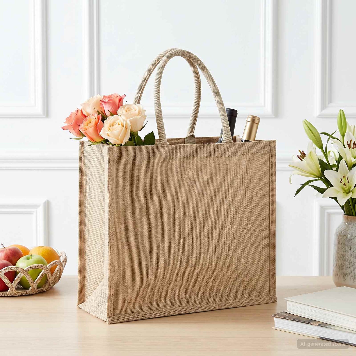 Jute Handbags 10 pcs Natural 42 x 33 x 19 cm 100% Tossa Jute