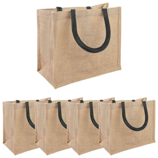 Jute Handbags 5 pcs Natural and Black 26 x 22 x 14 cm