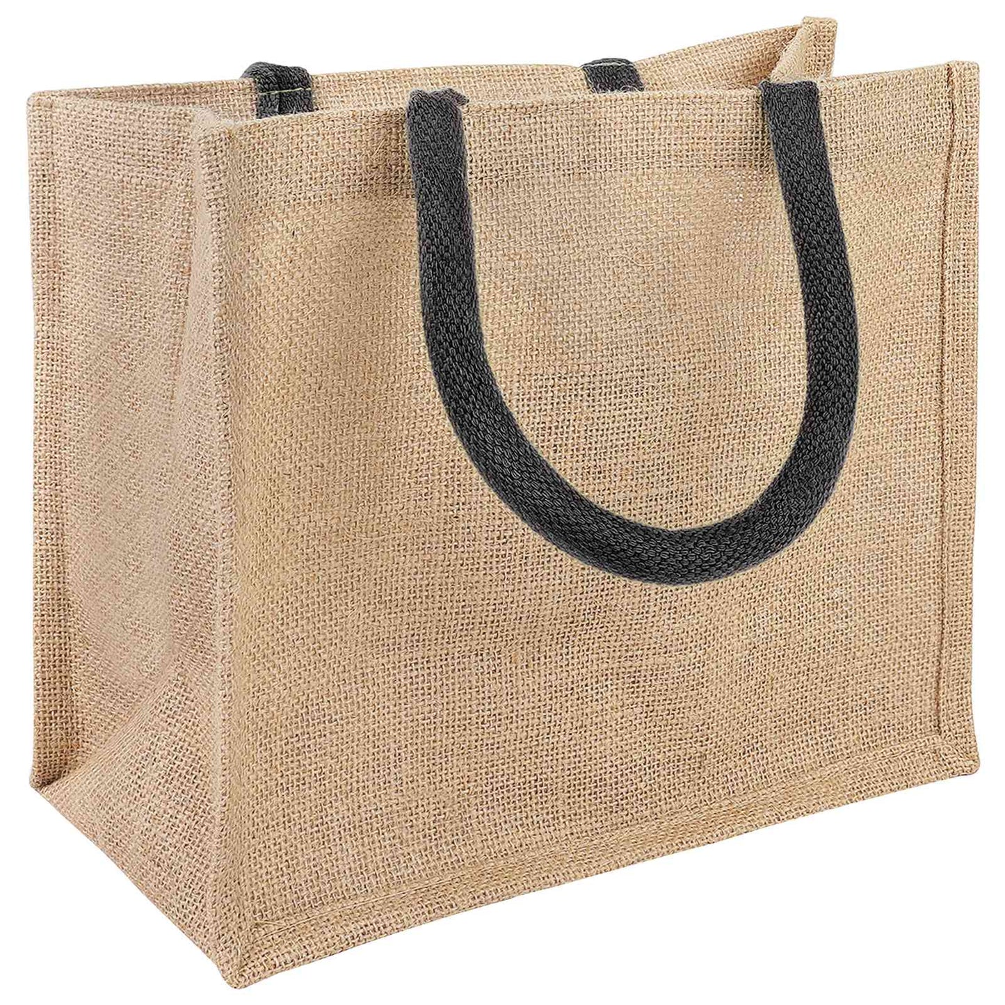Jute Handbags 10 Natural and Black 26 x 22 x 14 cm