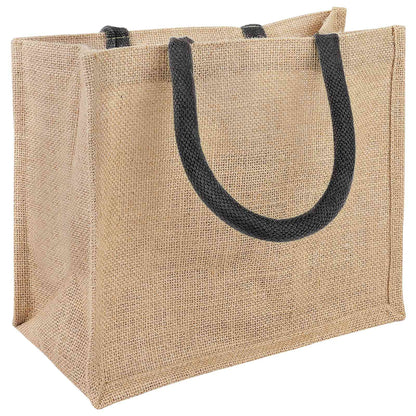Jute Handbags 10 Natural and Black 26 x 22 x 14 cm