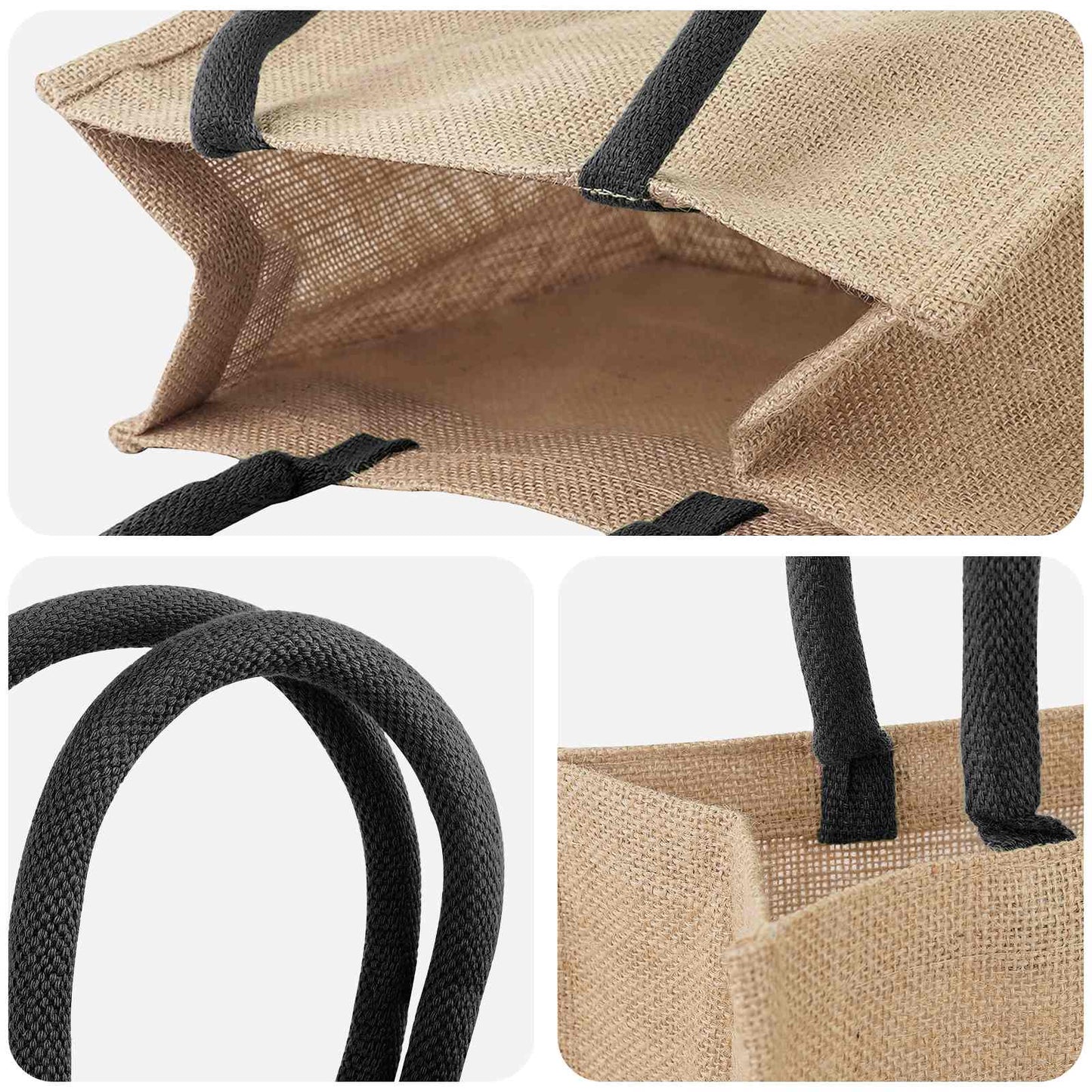 Jute Handbags 50 pcs Natural and Black 26 x 22 x 14 cm