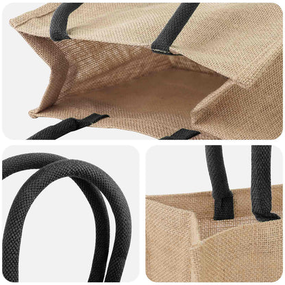 Jute Handbags 50 Natural and Black 26 x 22 x 14 cm