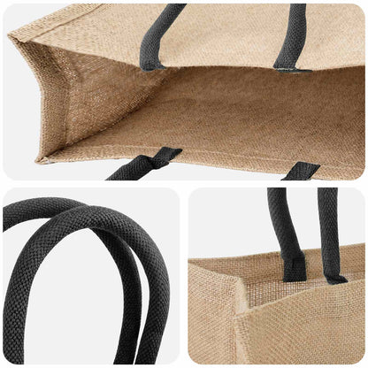 Jute Handbags 10 pcs Natural and Black 42 x 33 x 19 cm